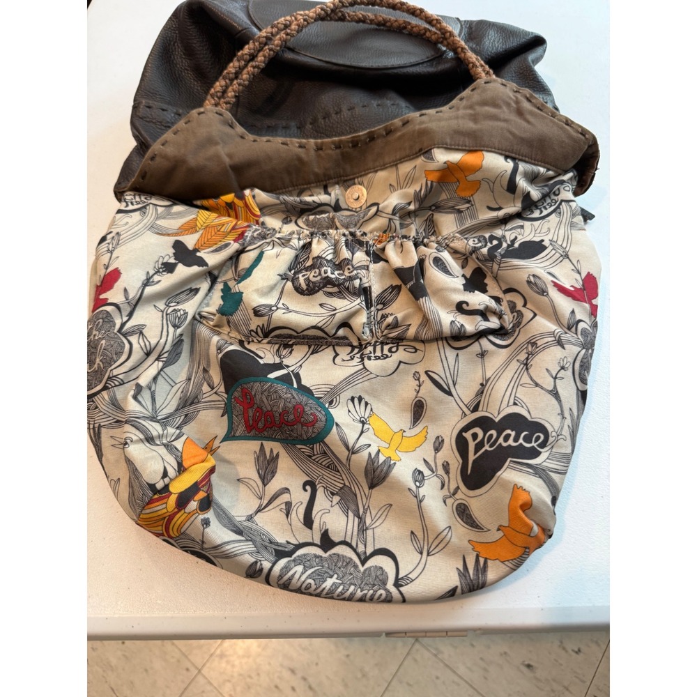 The Sak Dark Brown Pebbled Leather Hobo Bag Braided Strap Slouchy Bucket Tote - Picture 11 of 16